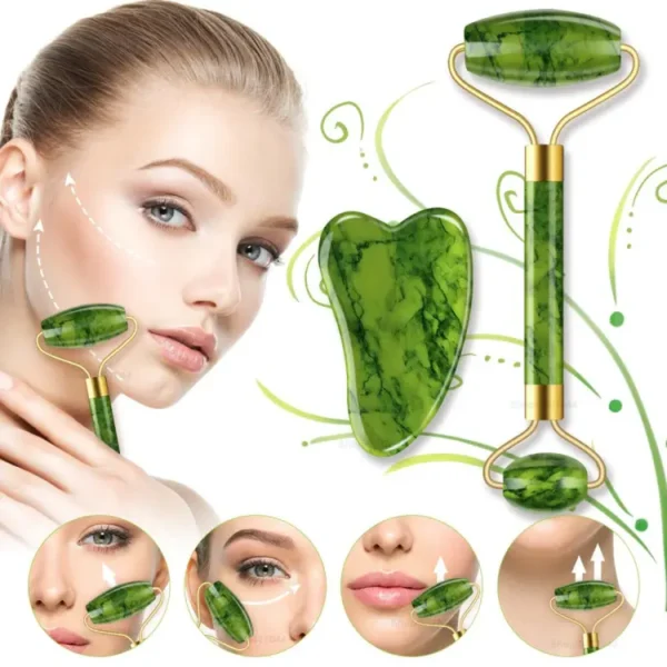 Facial Beauty - Pack Of Jade Face Roller & Gua Sha - Image 2