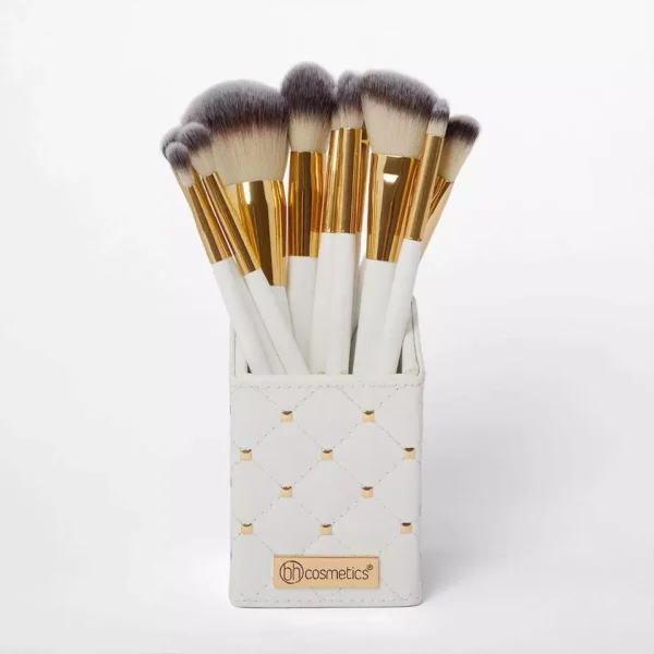 BH Cosmetics - White Studded Elegance 12 Piece Brush Set with a Brush Stand