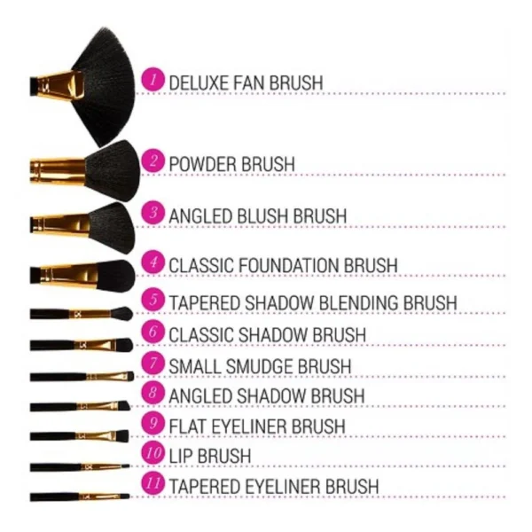 BH Cosmetics Dot Collection 11 Pcs Brush Set - Black - Image 3