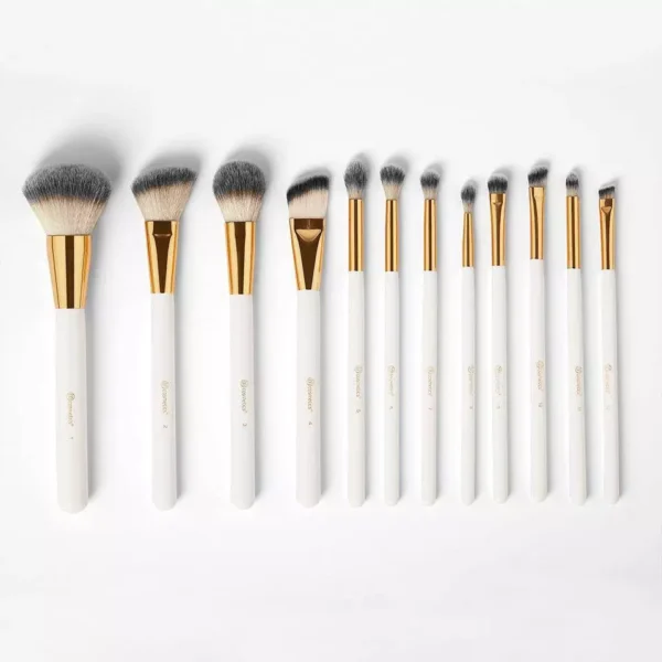 BH Cosmetics - White Studded Elegance 12 Piece Brush Set with a Brush Stand - Image 3