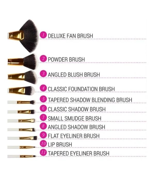 BH Cosmetics Dot Collection 11 Pcs Brush Set – White - Image 3